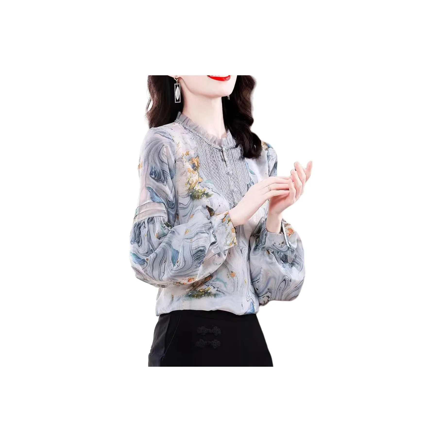 Fele.d Изображение Цвет Женские Шифоновые Рубашки