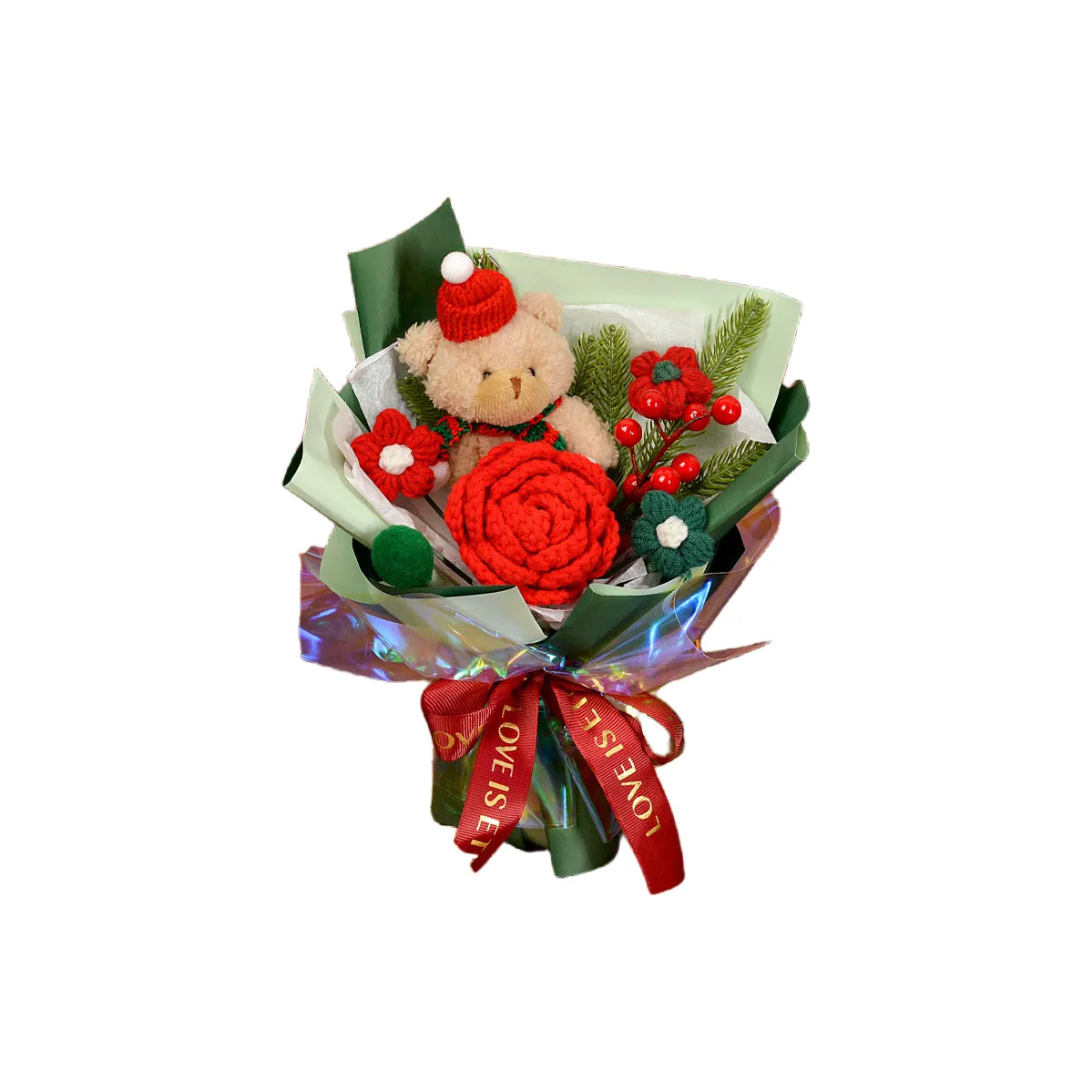 Pampered Journal Рождество Трикотажная ткань Букет Рождество Eve Яблоко Ткани вязаные Пряжа Цветочный дизайн Мини Украшение DIY Игрушки