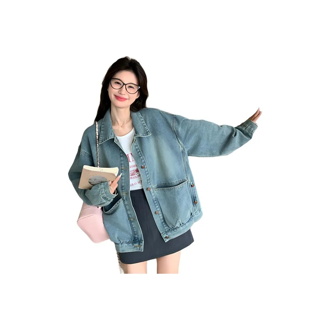 YOUSEKOO Джинсовый синий Женская Джинсовая Куртка