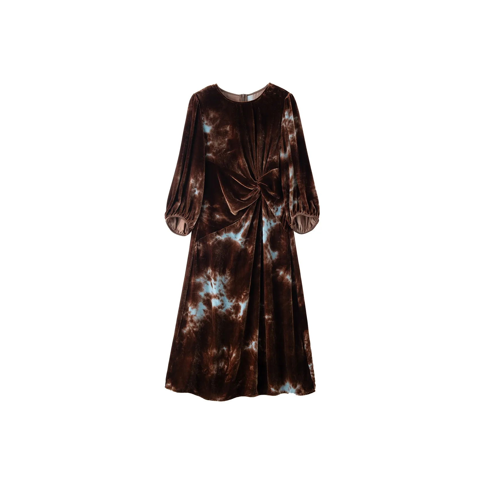 ZHEXI Ледяной снежный Туманный Коричневый Женские Длинные Платья с Длинными Рукавами