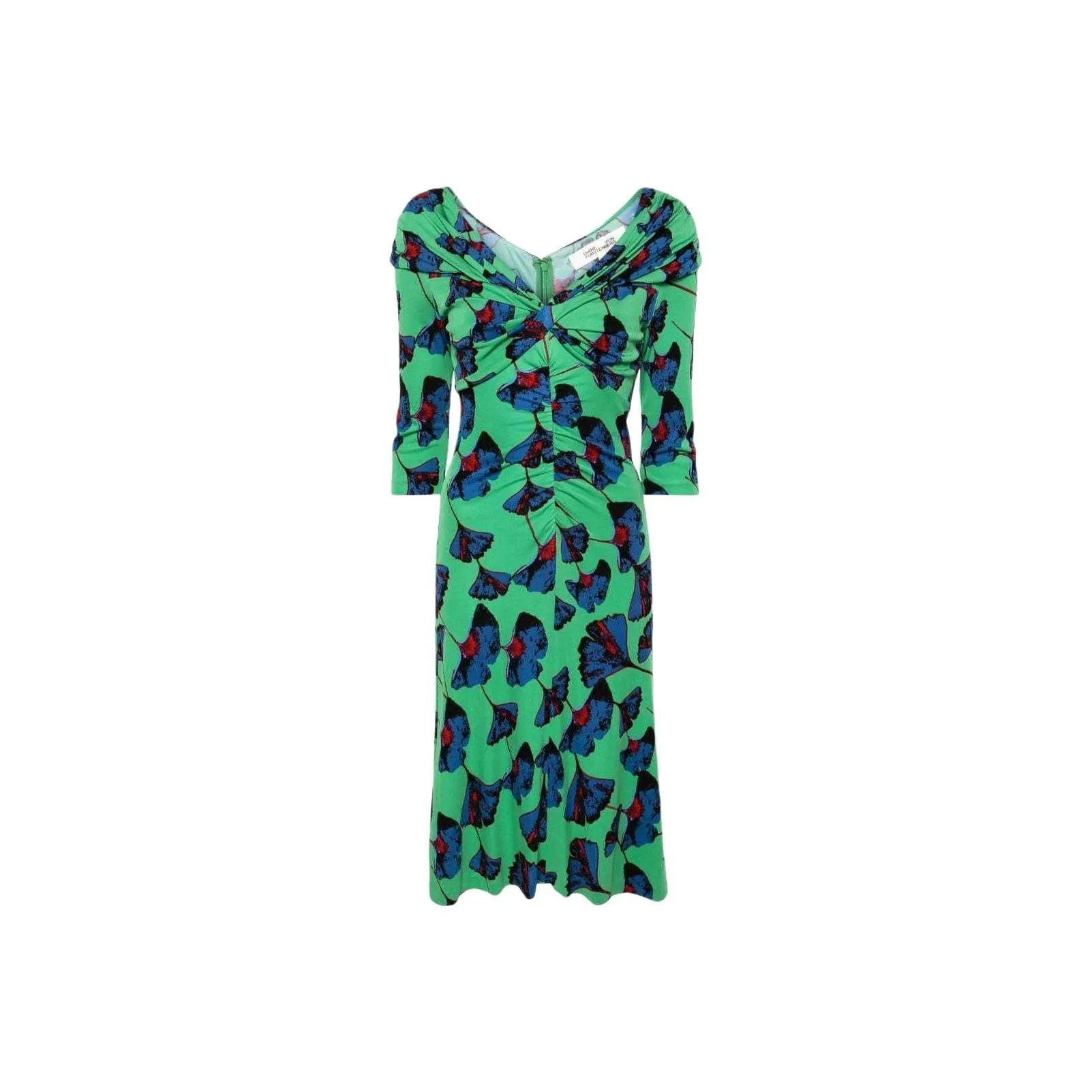 DVF Diane Von Furstenberg SS24 Длинное платье с длинными рукавами женское зеленое