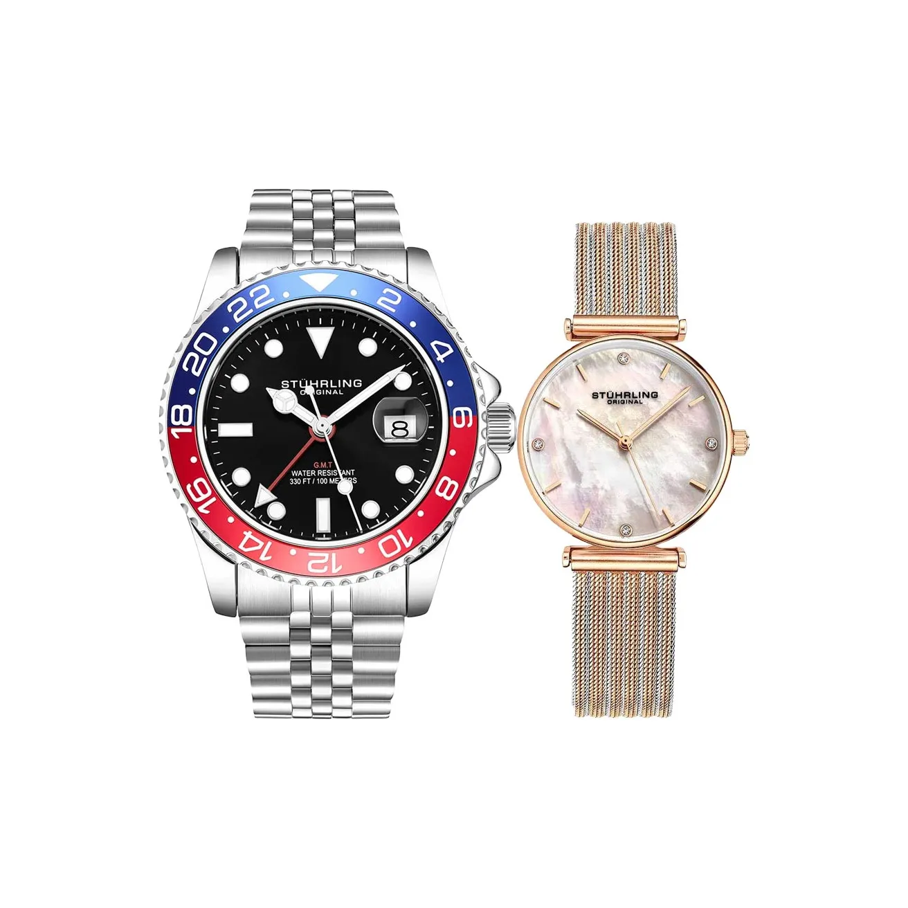 STUHRLING Кварцевые часы механизм ремешок из нержавеющей стали черный циферблат унисекс