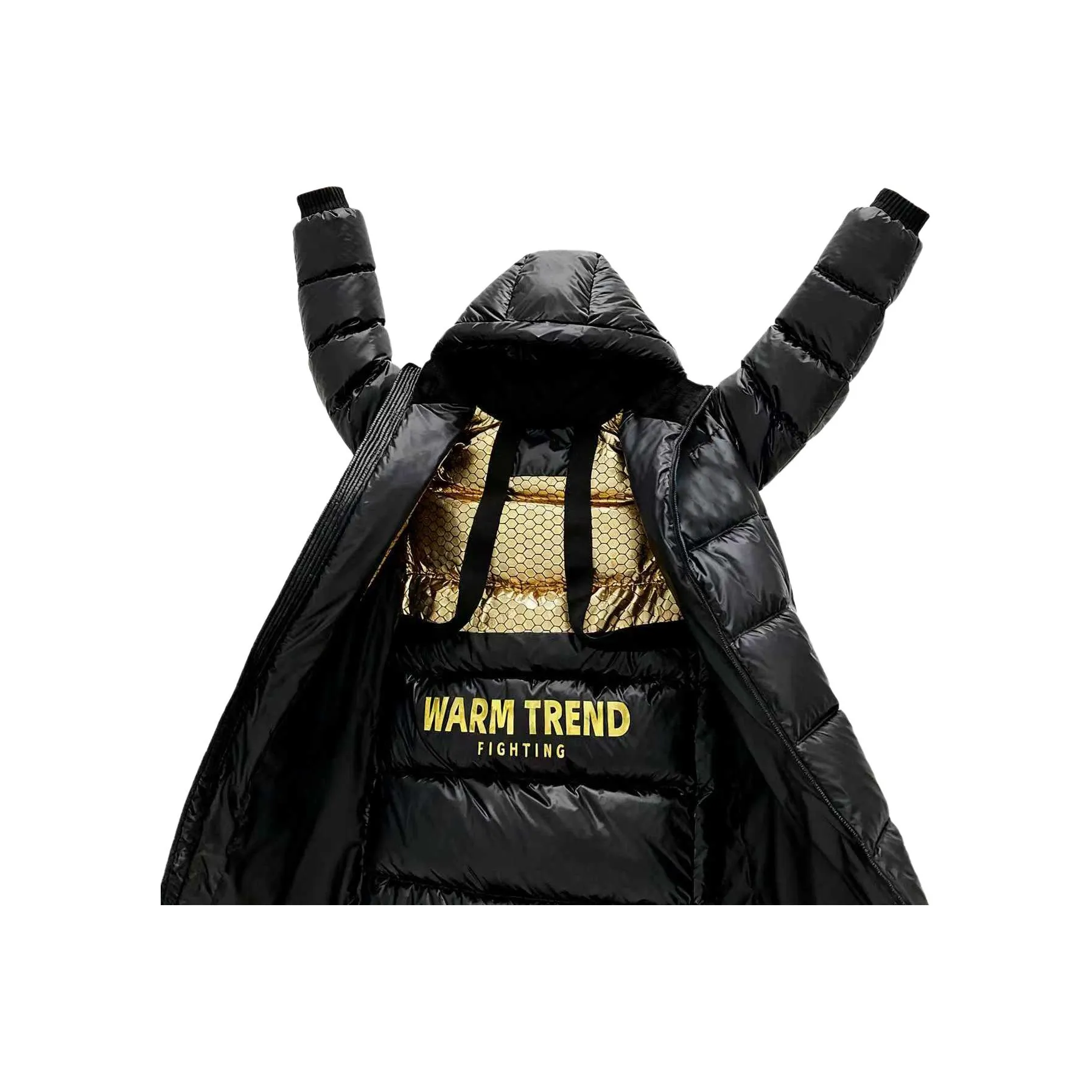 SZSX Черный [Черный Золотой Блестящий] Унисекс Пуховики