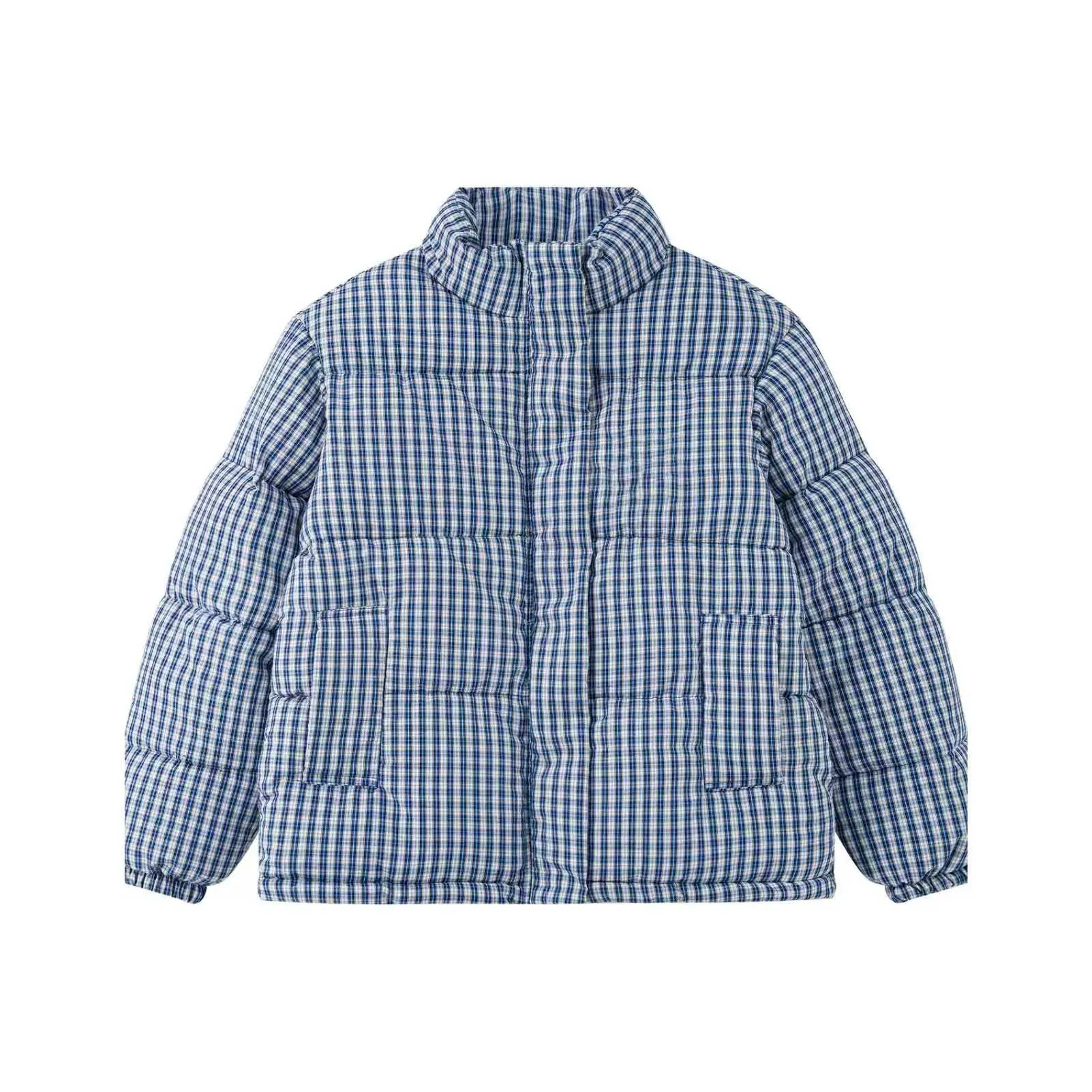 XIAOLIZI Синий Клетка Унисекс Пуховики