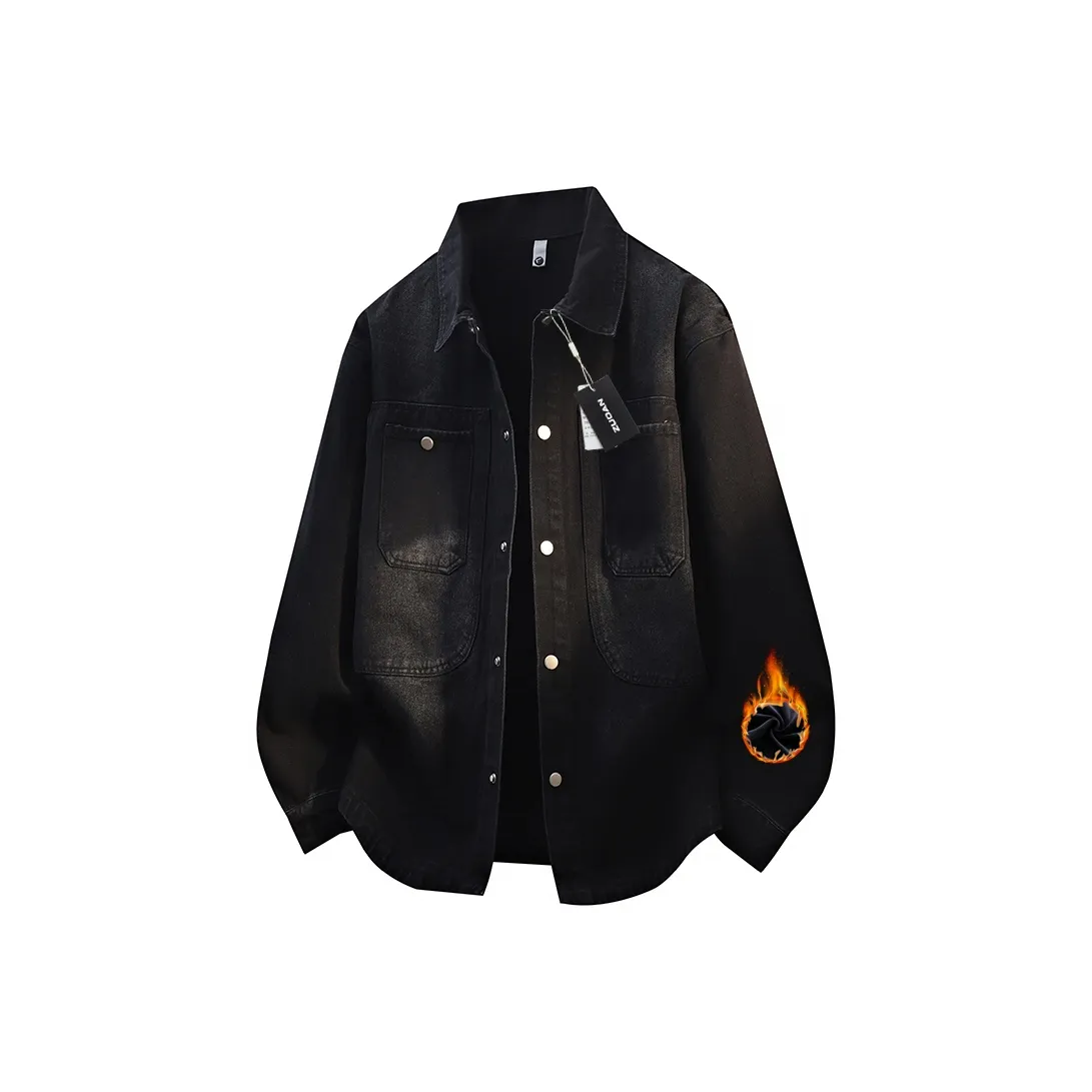 Left Bank Черный флис с подкладкой Мужская джинсовая куртка