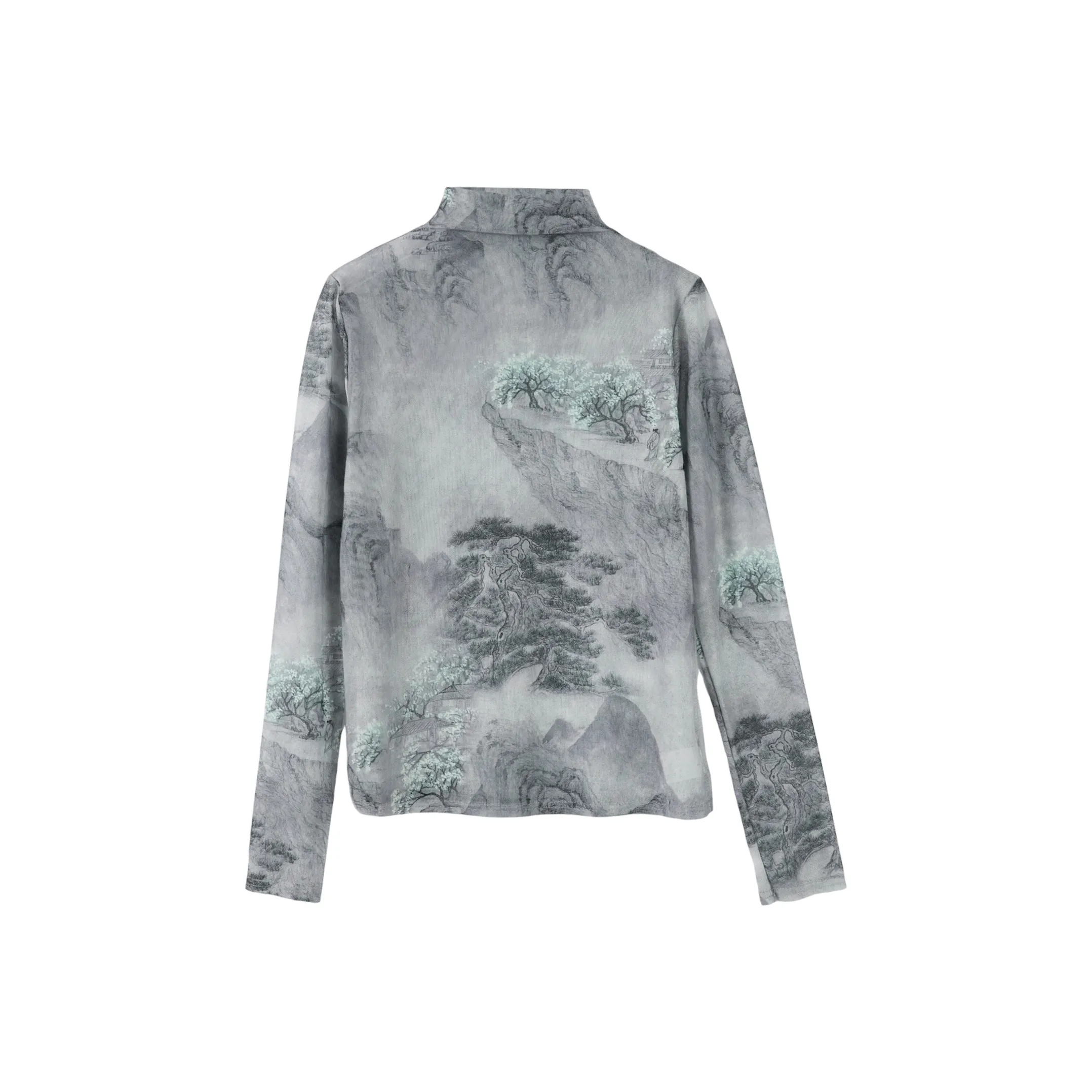 SIBAISHE Серо-голубой Ландшафт Рисунок Женские T-рубашки