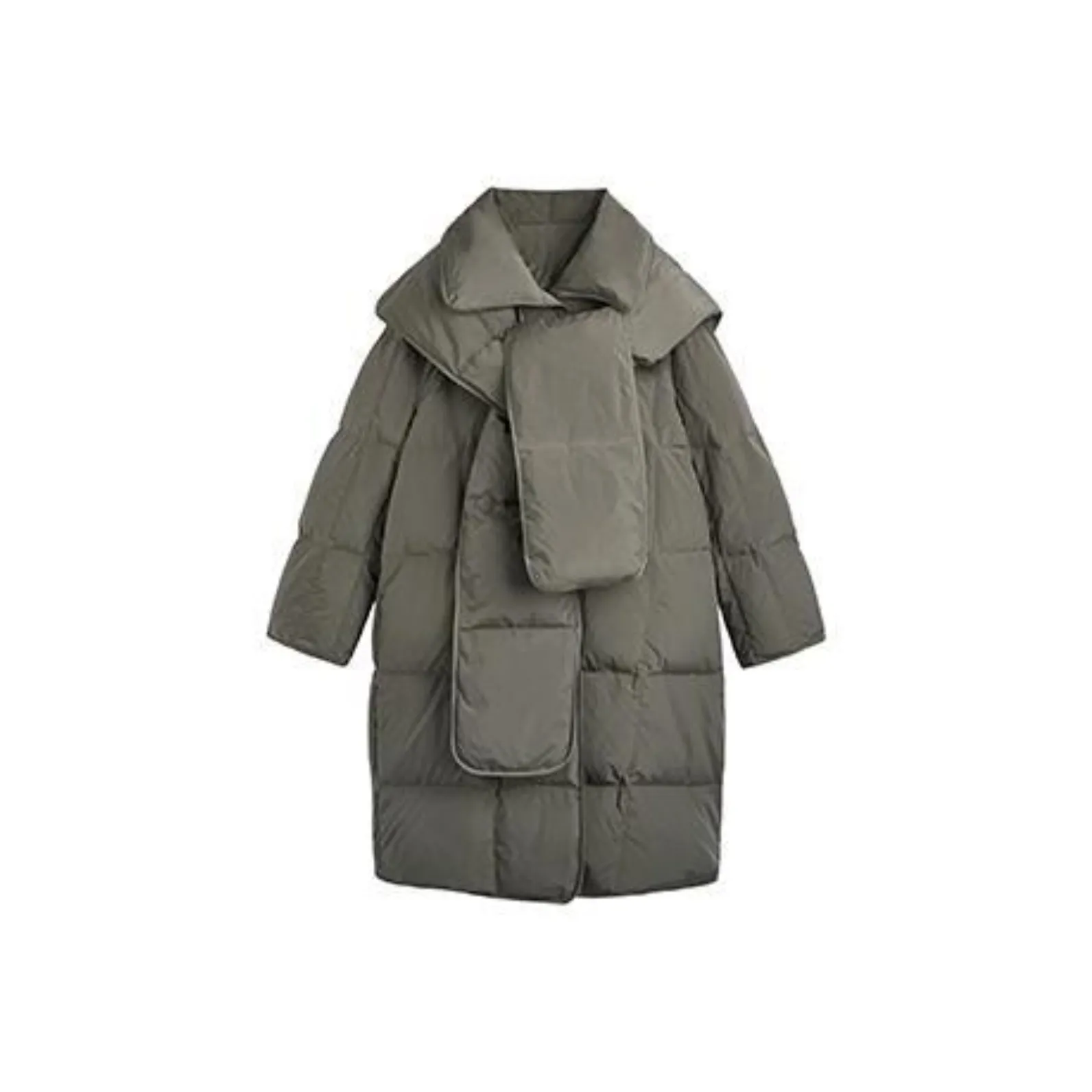 ETSE Серый Шарф Длинный Хлопковый пуховик Женские пуховики (пуховики)