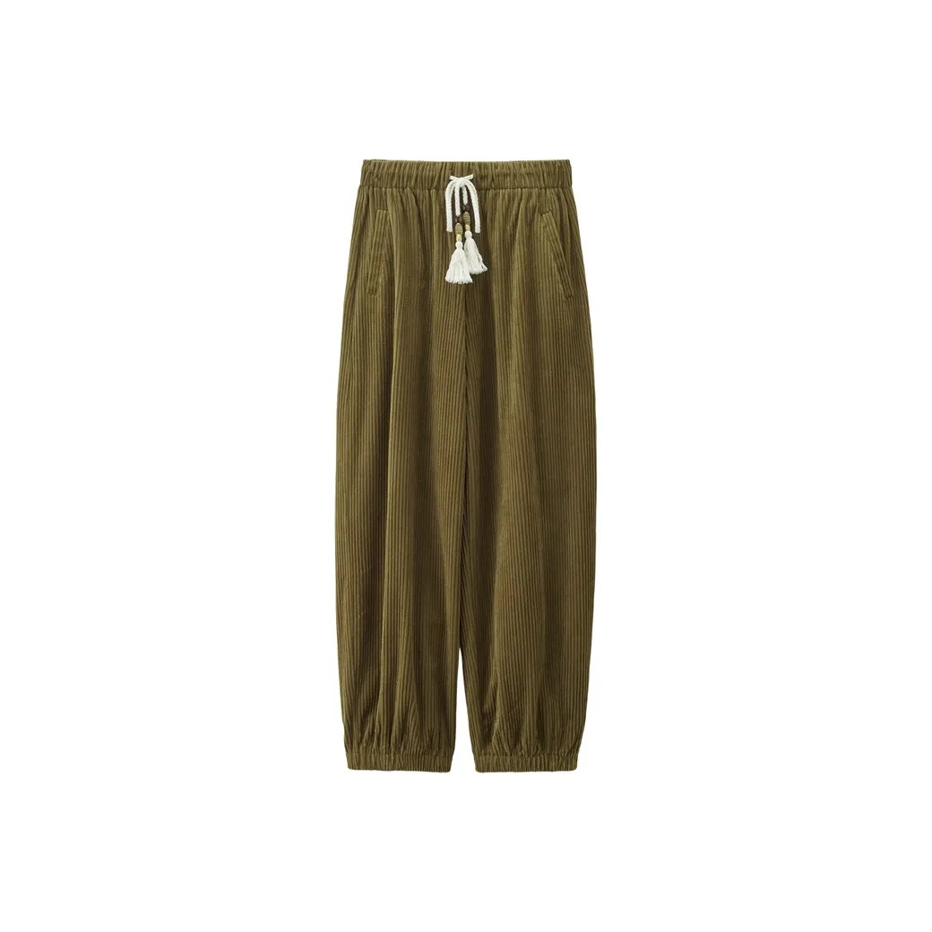 Giordano 05 Кедровый Зеленый Женские Повседневные Штаны