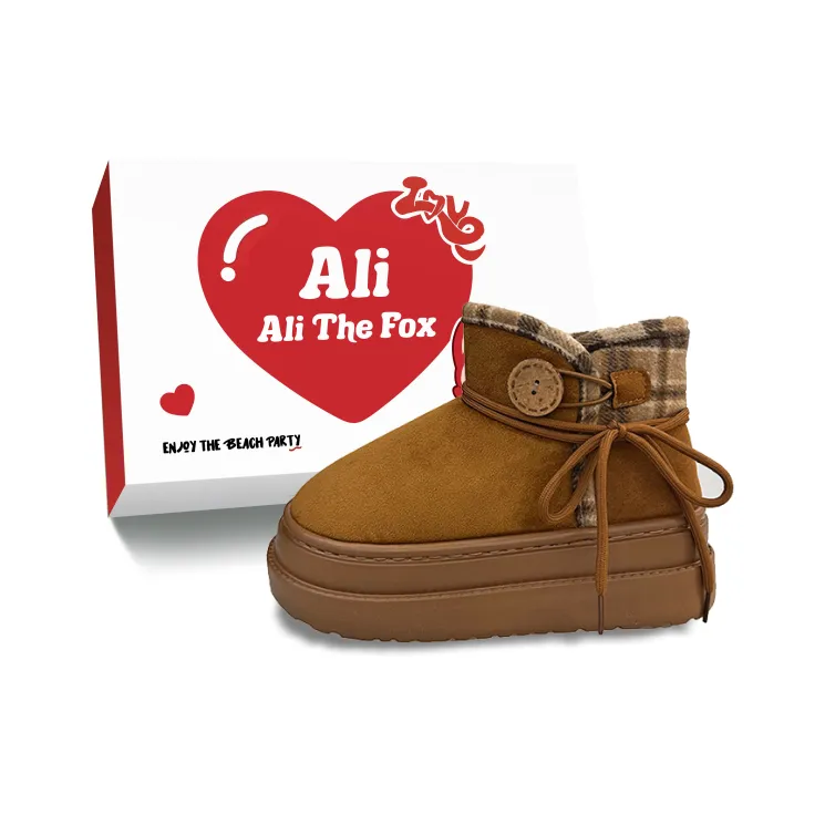 Али Тх Фокс Винтаж Нишевый Клетчатый Универсальный Термический Устойчивый к Износу Противоскользящий Короткий Сноубутсы Женские