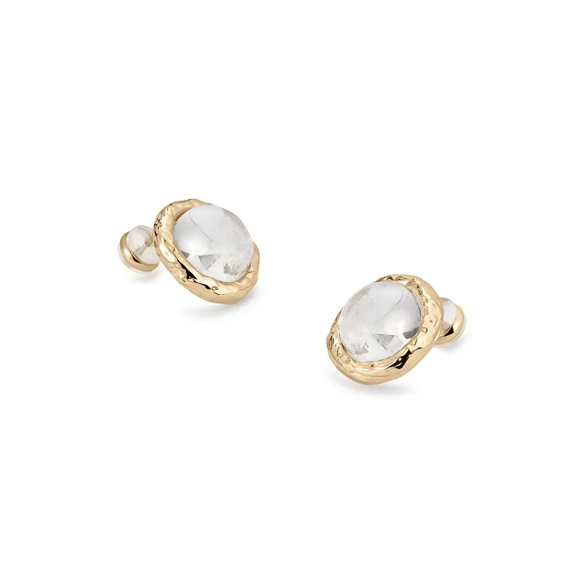 Серьги-кольца Retro Chic из латуни с золотым покрытием инкрустированные кристаллами серия Flora женские