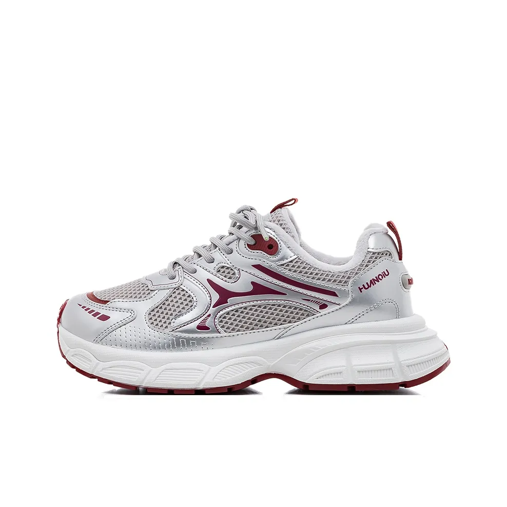 HUANQIU Термический Увеличение Высоты Противоскользящий Низкий Топ Толстая Подошва Женские Бургунди