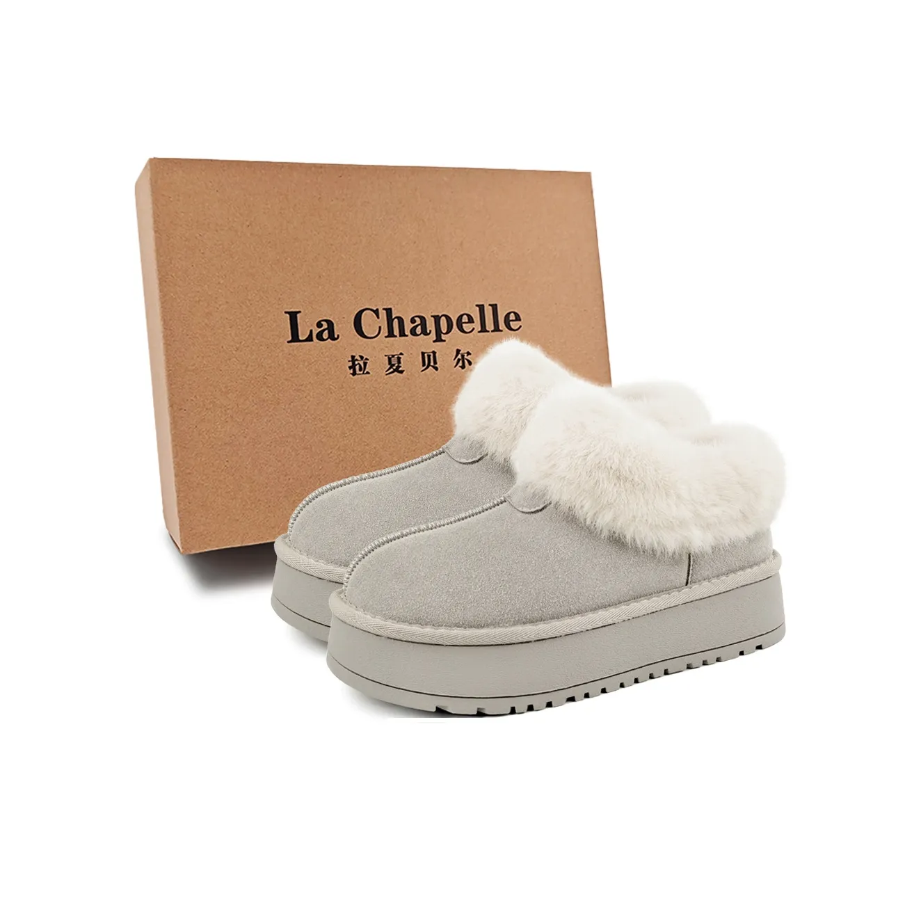 La Chapelle Утолщенный And Флис Линейка Повседневная Утепленная Обувь Увеличивающая Высоту Снежные Ботинки Женские CAMEL
