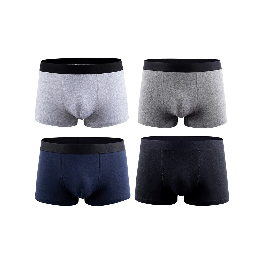Lanza [4 пачки] Черный + Темно-синий + Темно-серый + Светло-серый Мужские боксер-шорты