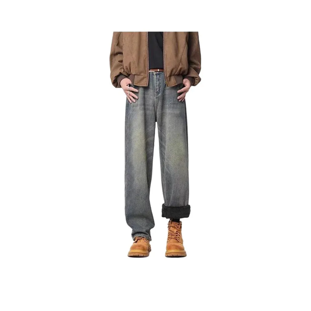 KAIZZGAO Винтажные синие мужские джинсы