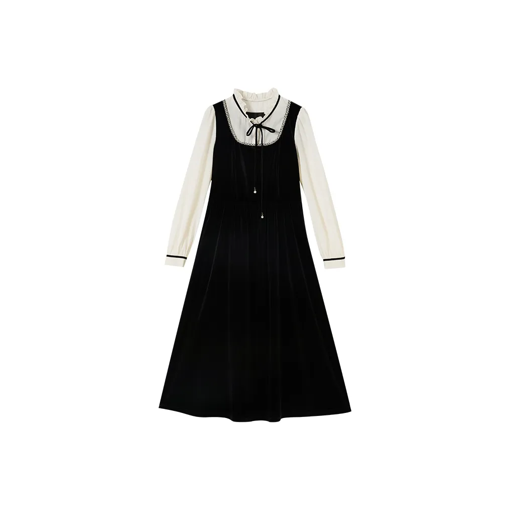 XIANGYING Длинное платье с длинными рукавами женское