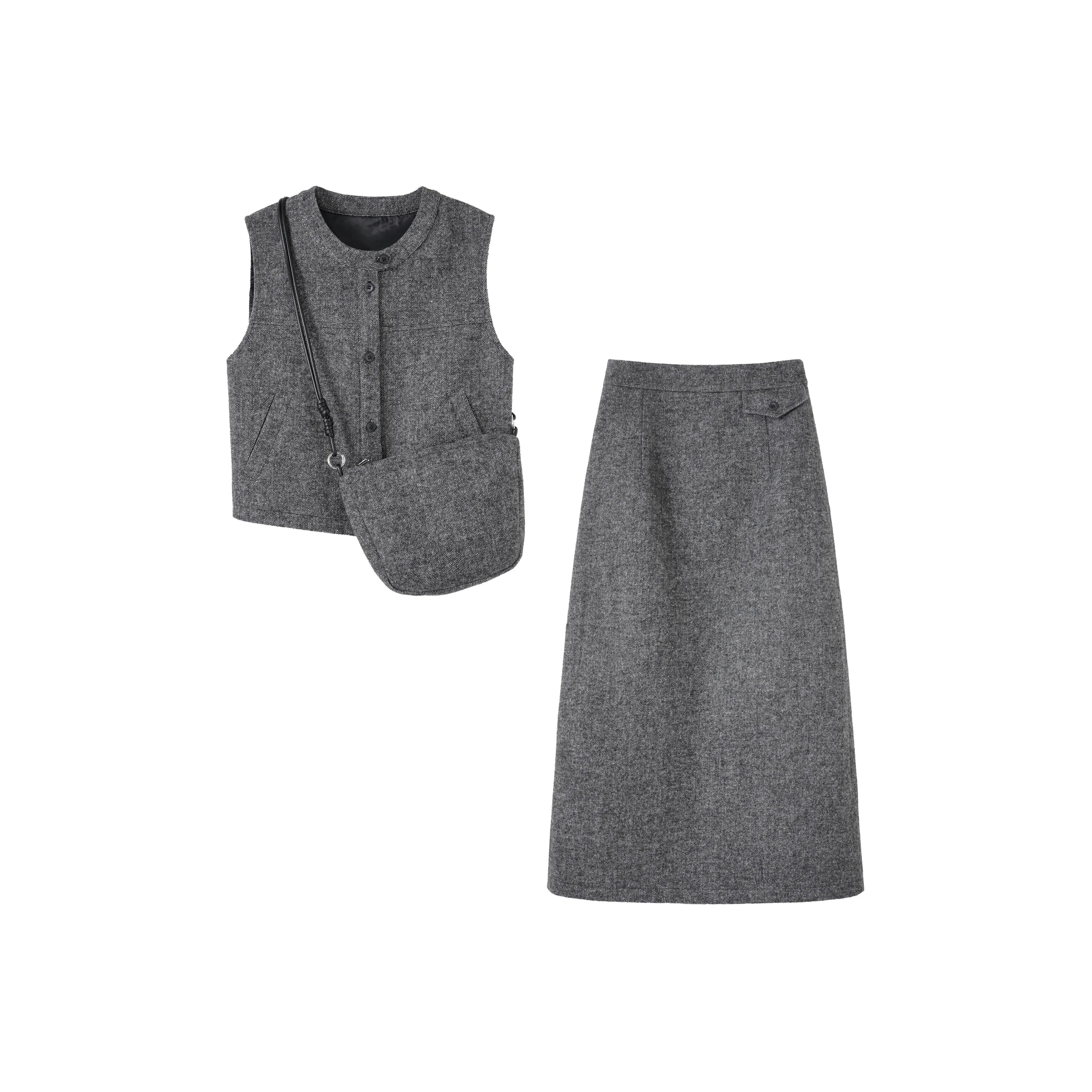 DX.DAXI Туманный Серый Женские Комплекты с Юбкой