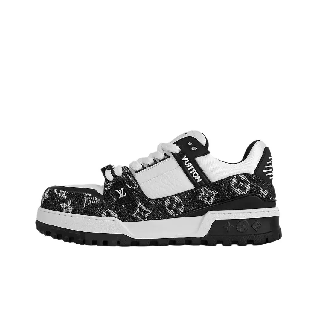LOUIS VUITTON Trainer Maxi Skateboard Shoes Unisex Low-Top Black/White