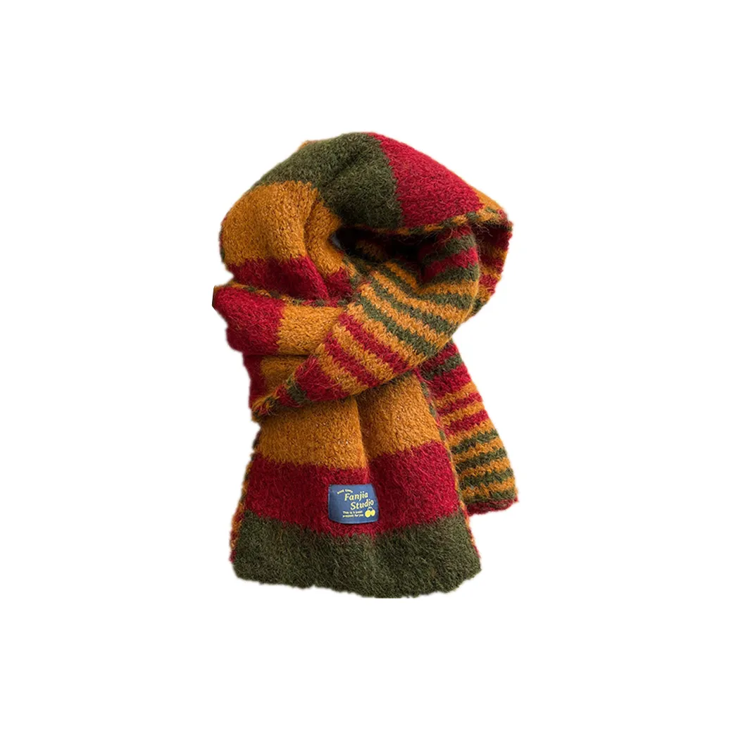 NOMK Полиэстер Трикотаж Шарфы Женские Зеленый Красный Желтый