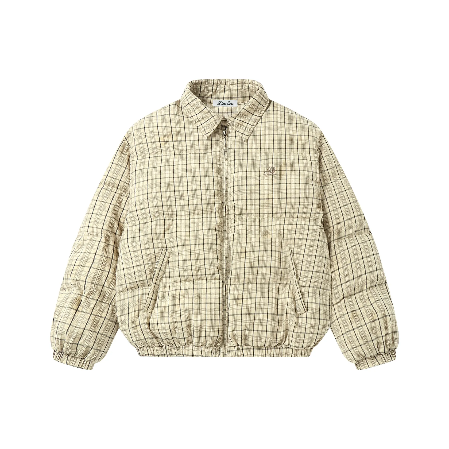 DOH STORE Желтый Черный Клетка Унисекс Пуховики