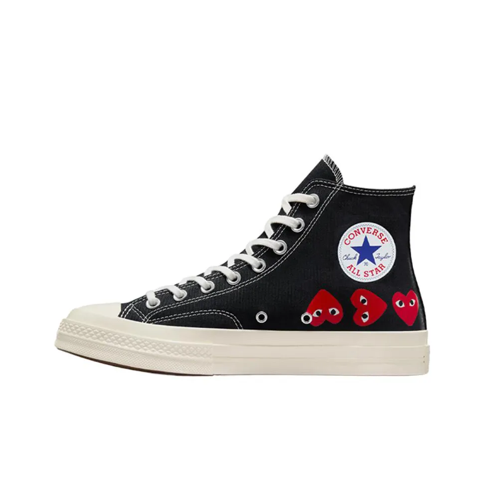 Comme des Garçons PLAY x Converse Chuck 70 Износостойкий и Легкий Высокий Топ Скейтборд Кроссовки Unisex Черный