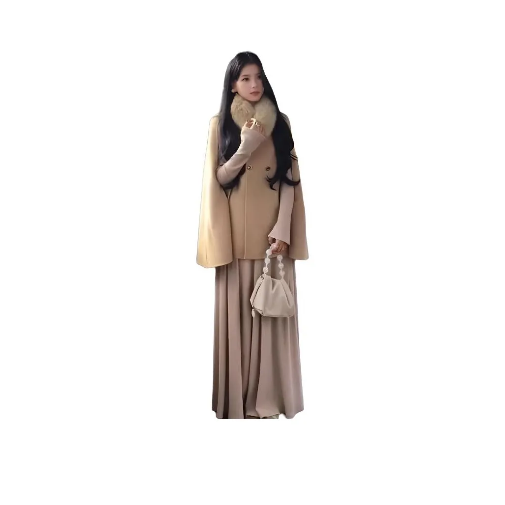 SKYA Хаки с съемным меховым воротником женские плащи