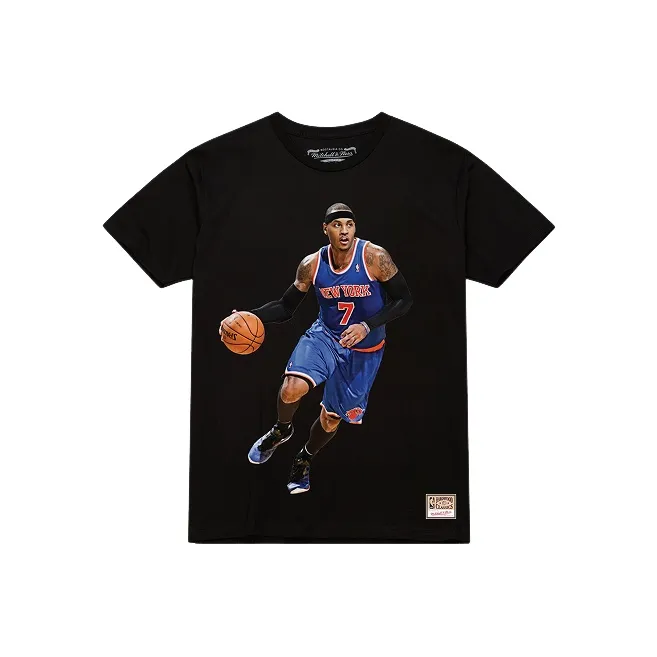 Mitchell Ness Черный New York Knicks Anthony Унисекс T-рубашки