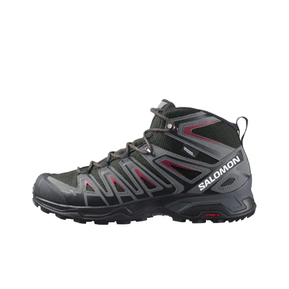 SALOMON X Ultra Pioneer Hiking / Trekking Shoes Men Mid Top Red