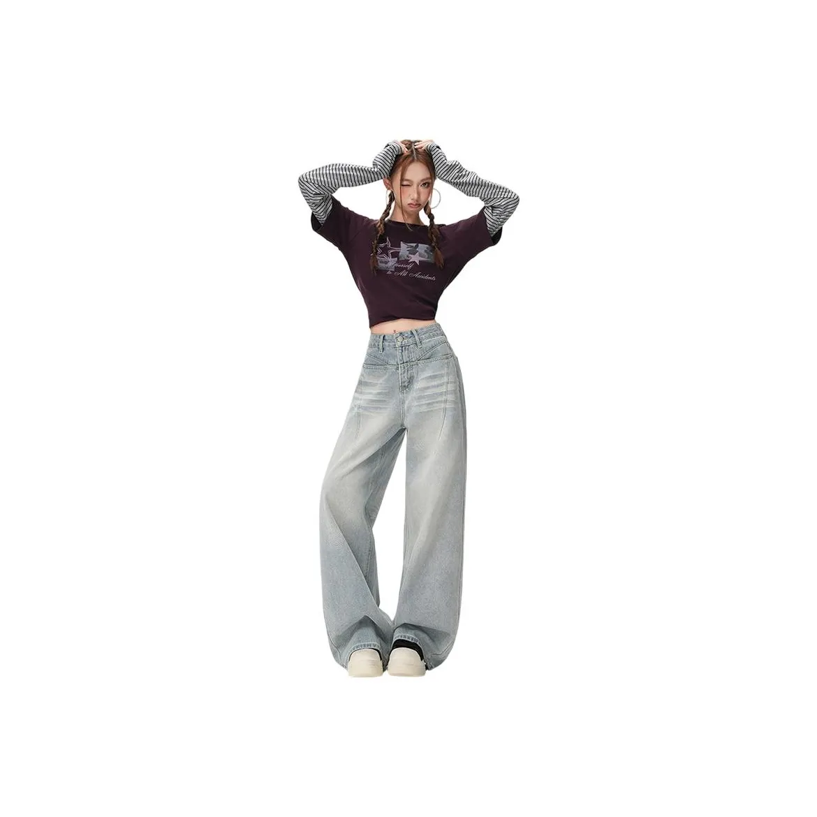 Olivia Share777 Фиолетовый Wa Светло-Синий Женские Джинсы