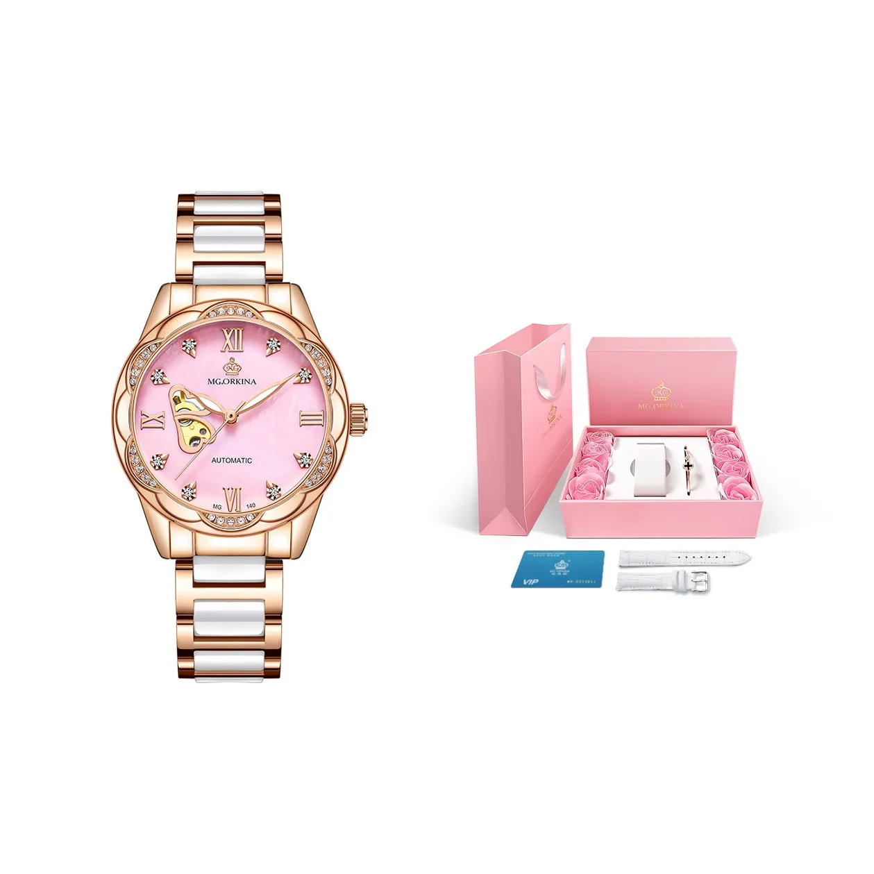 MG.ORKINA MG Автоматический Механический Механизм Нержавеющая Сталь Керамика Ремешок Часы Женские Многоцветный Циферблат Часов