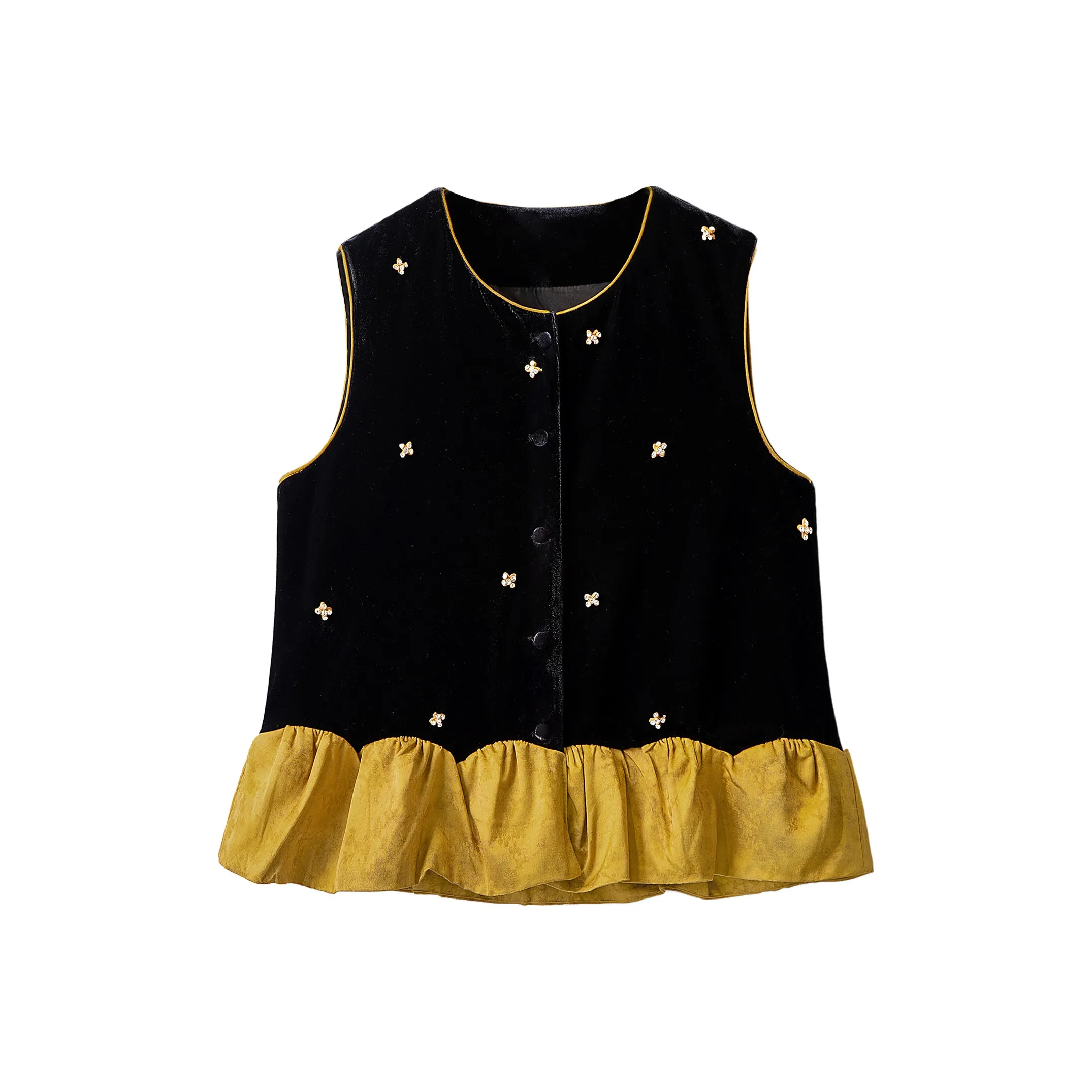SIBAISHE Черный и Желтый Женские Жилеты