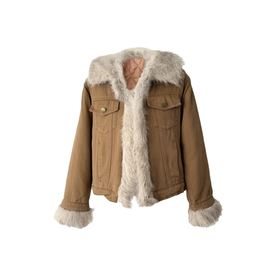 AFGGD Коричневый Женские Бархатные Куртки