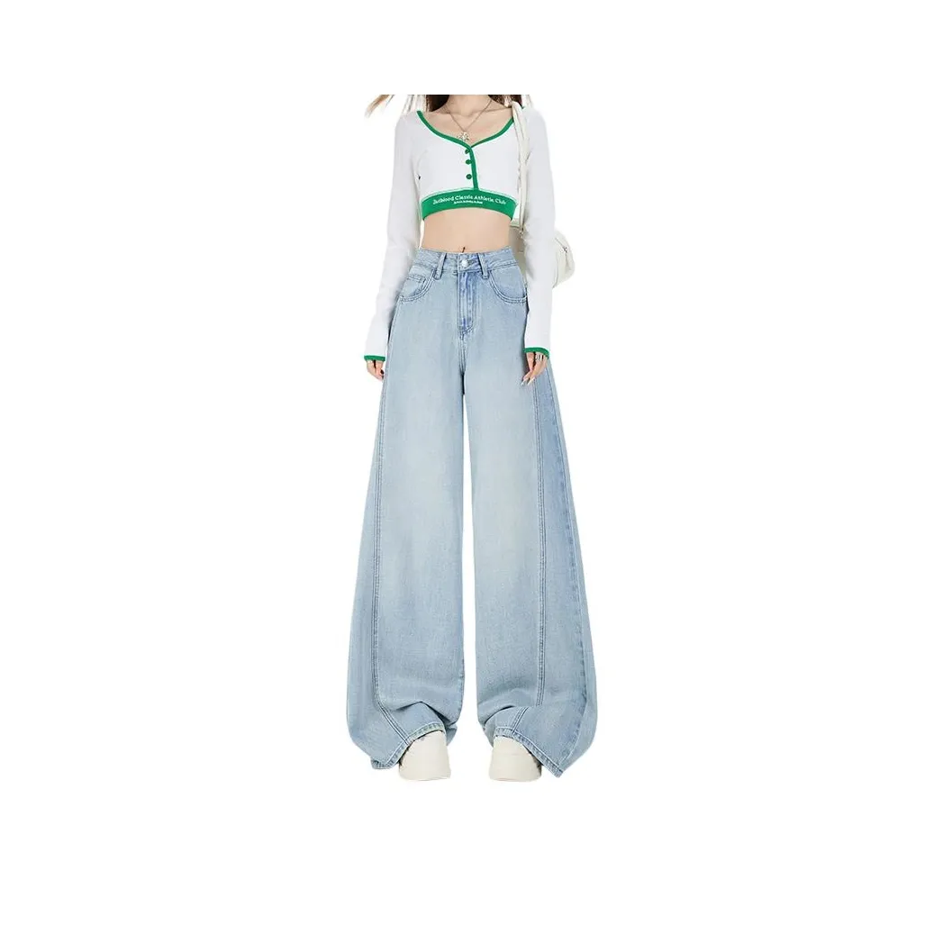 BELOVED STARRY Белый Wa Светло-синий Женские Джинсы