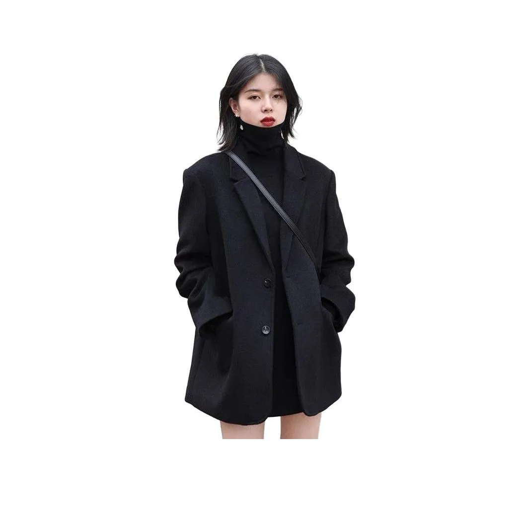 ZVJH Черное Женское Пальто