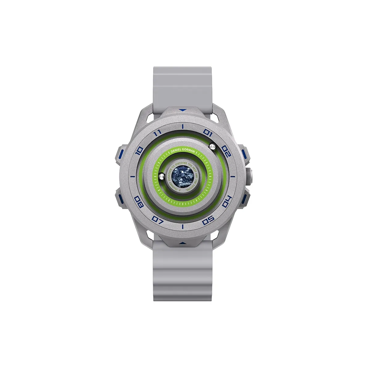 DANIEL GORMAN Gravity Series Кварцевый механизм Силиконовый ремешок Часы Мужские Зеленый циферблат