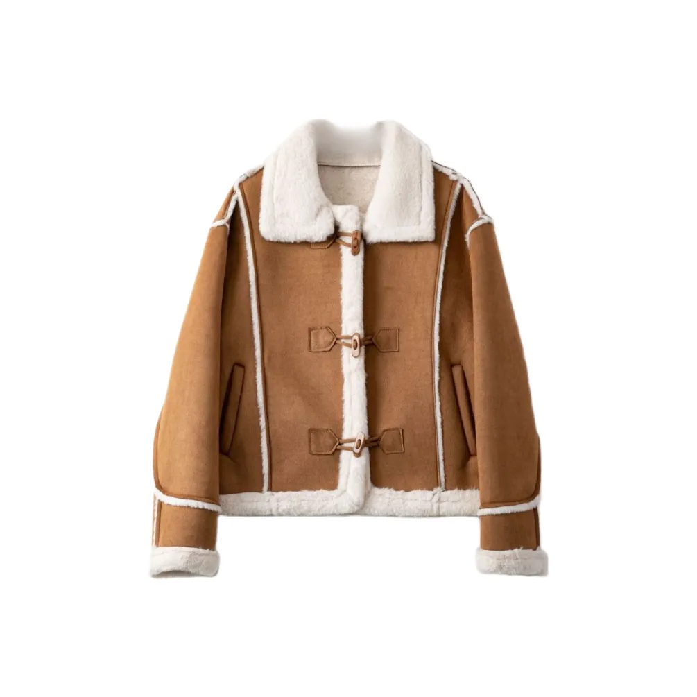 GORGEOUSIDEA Бархат Feel Пальто Женские Верблюжий цвет