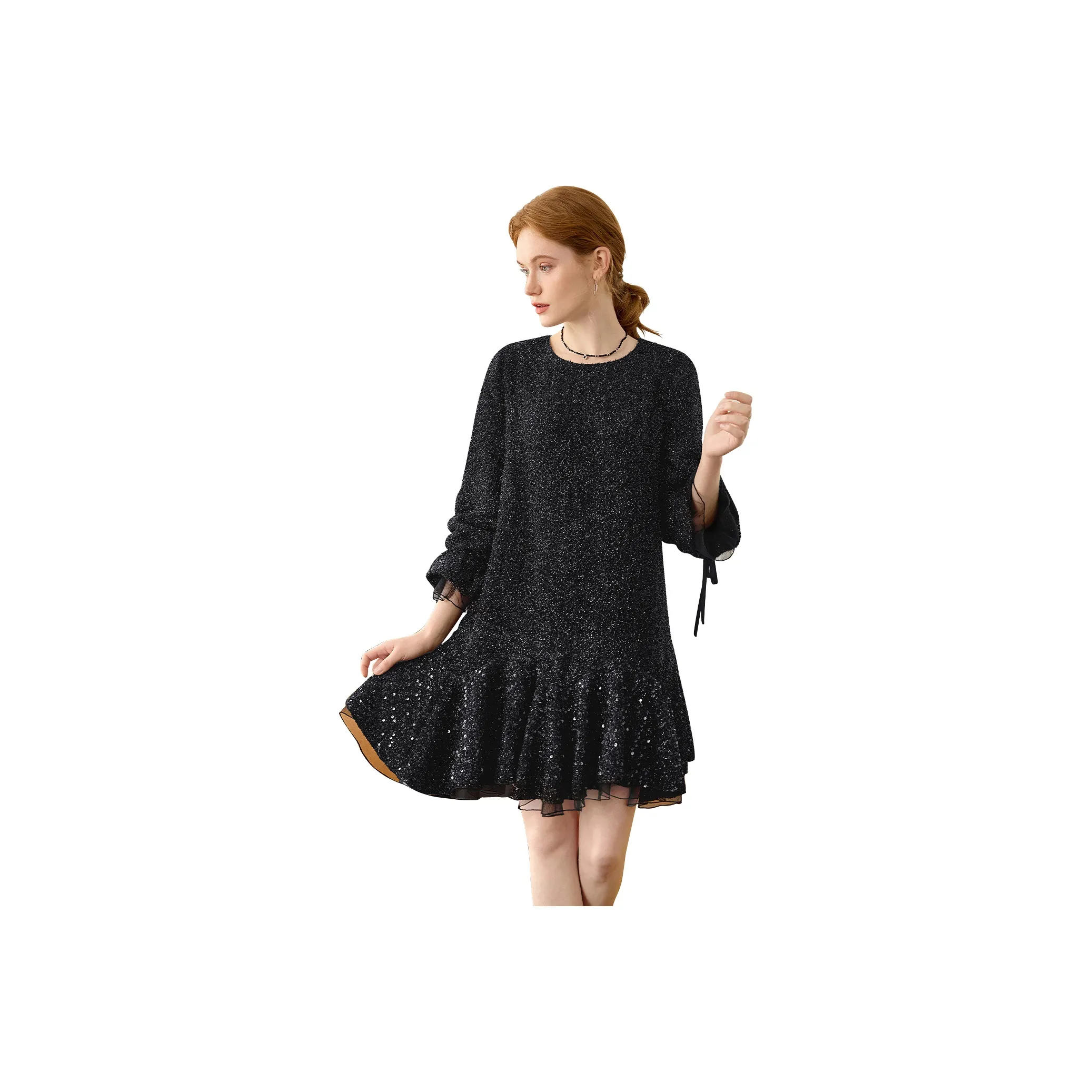 TOUCH Длинное платье с длинными рукавами женское черное