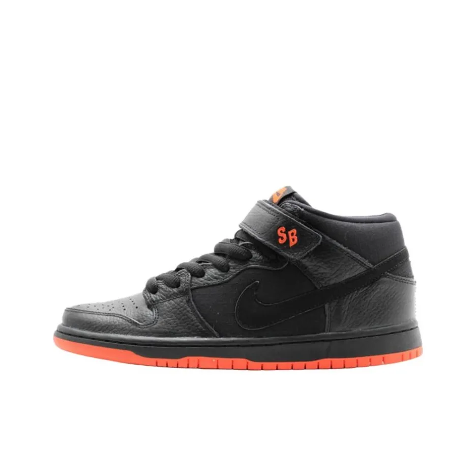 Nike Dunk SB Skateboard Shoes Men Mid Top Black/Black/Team Orange