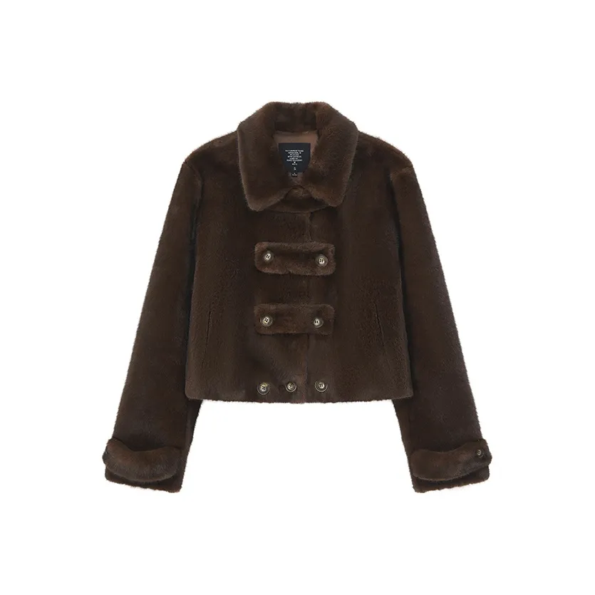 Ouyang Винтажный кофе Женские меховые изделия