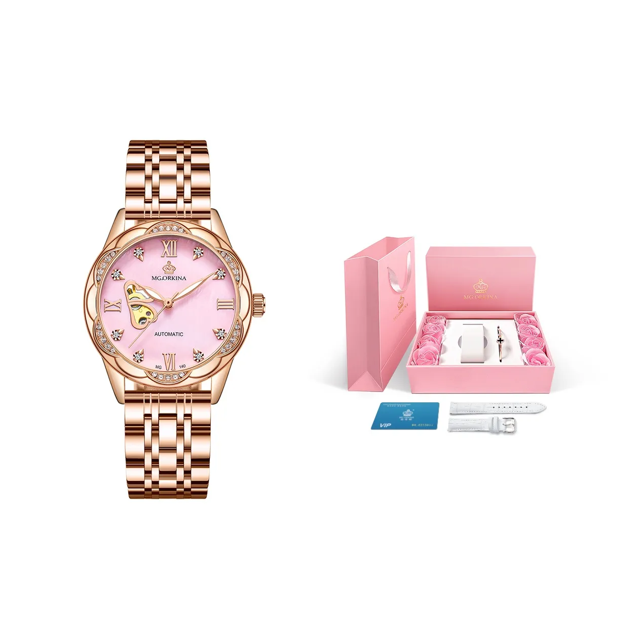 MG.ORKINA MG Механический механизм нержавеющая сталь керамический ремешок женские часы многоцветный циферблат