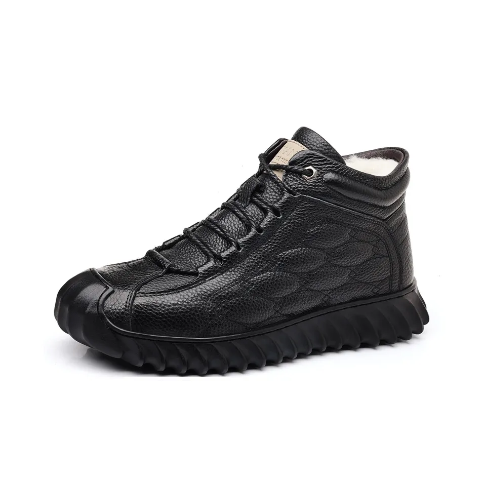 AOKANG Insulated Кожаные ботинки Теплоизоляционные Амортизирующие Устойчивые к истиранию Водонепроницаемые Противоскользящие Короткие Снежные ботинки Мужские