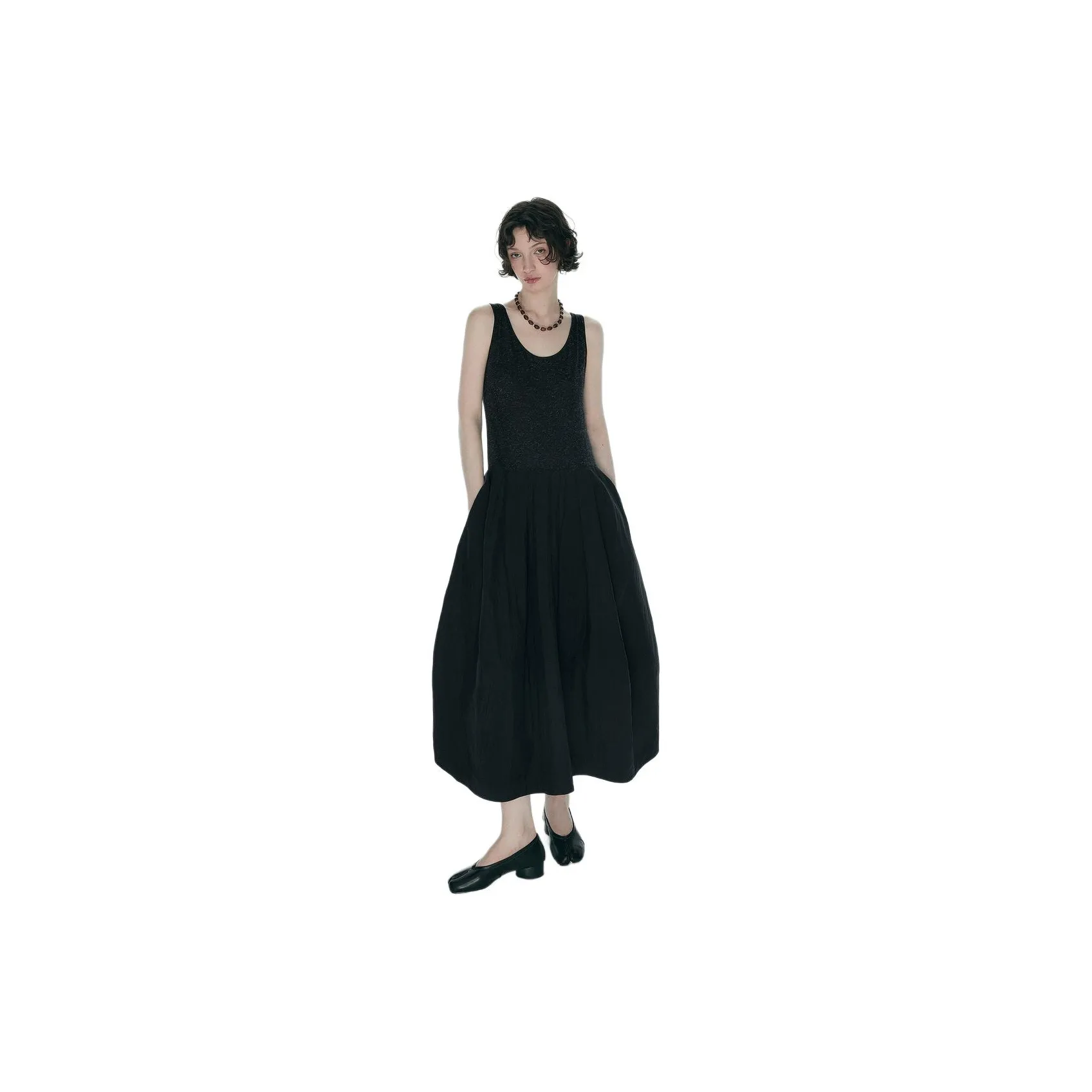 ANNACHIC Обсидиан Черный Женские Платья Без Рукавов