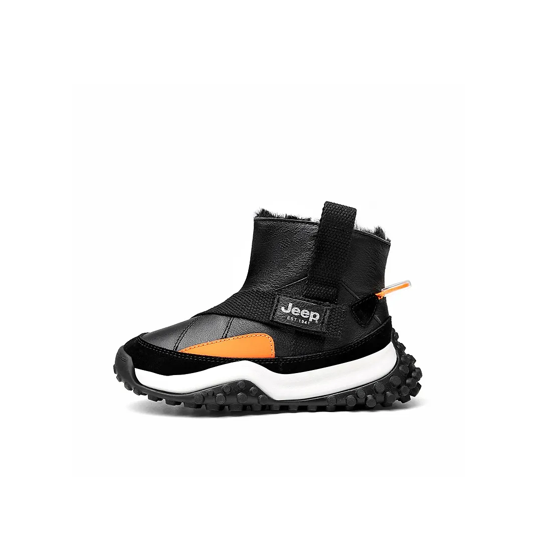 Jeep Легкий Амортизирующий Противоскользящий Высокий Топ Утепленные Детские Черные Ботинки