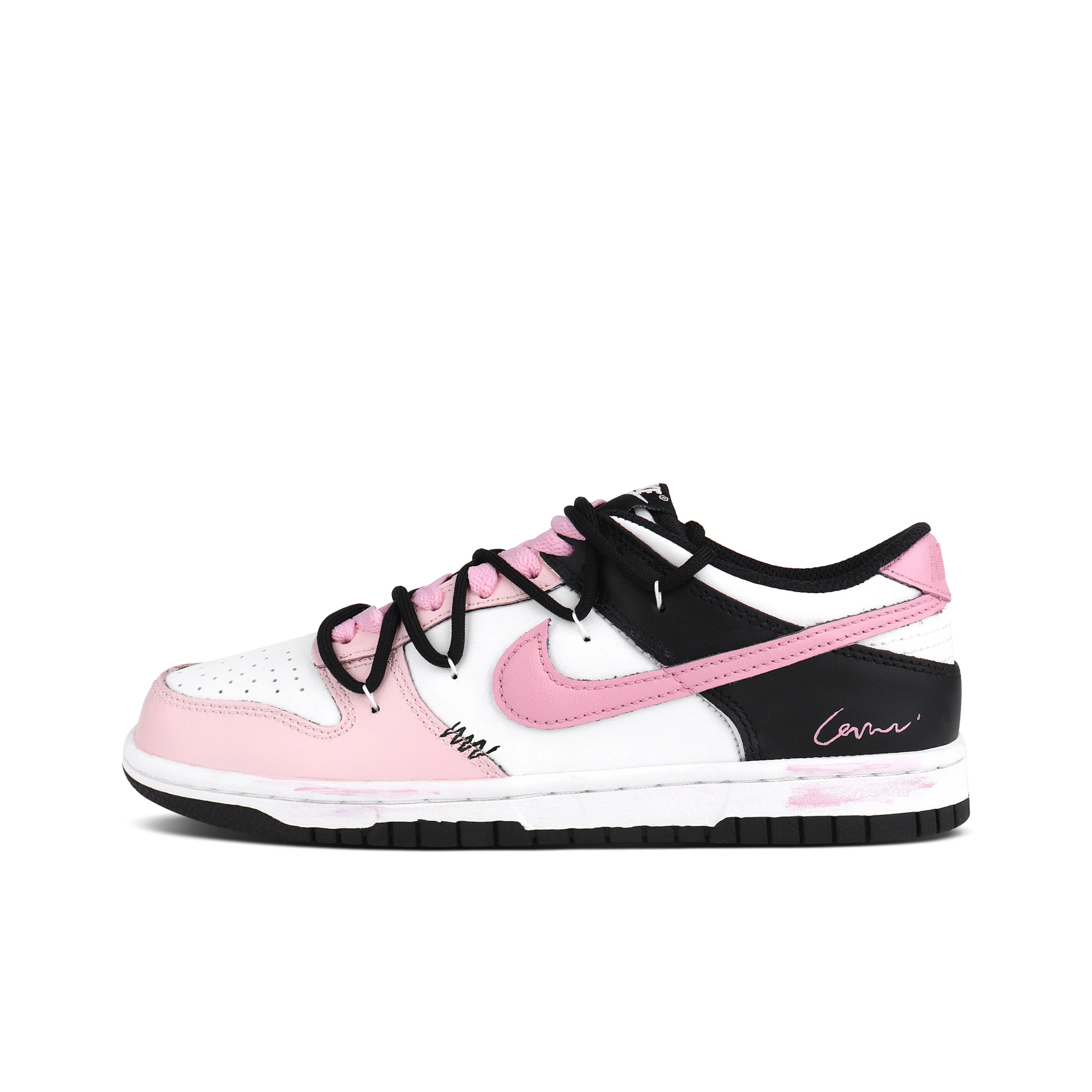 nike Dunk Износостойкий и Легкий Низкий Топ Скейтборд Кроссовки Женские Черный Розовый