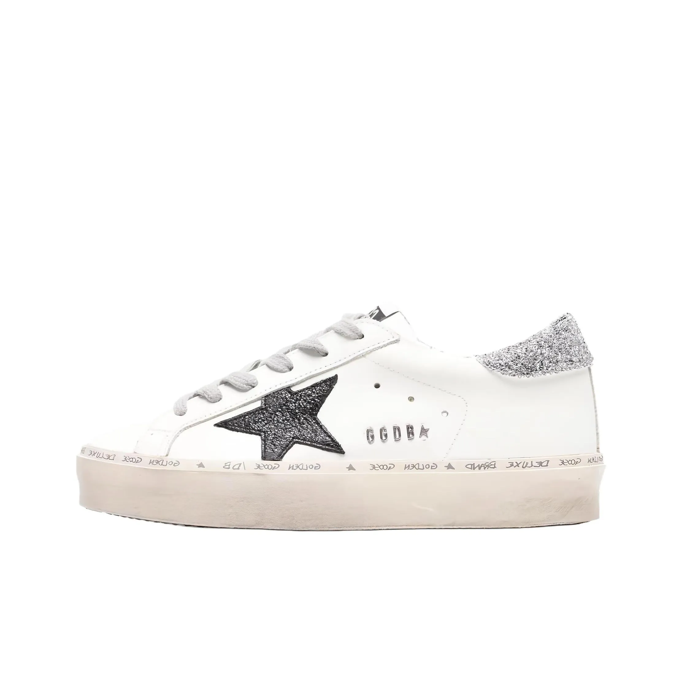 Golden Goose Hi Star Skateboard Shoes Women's Low Top White Black Gray