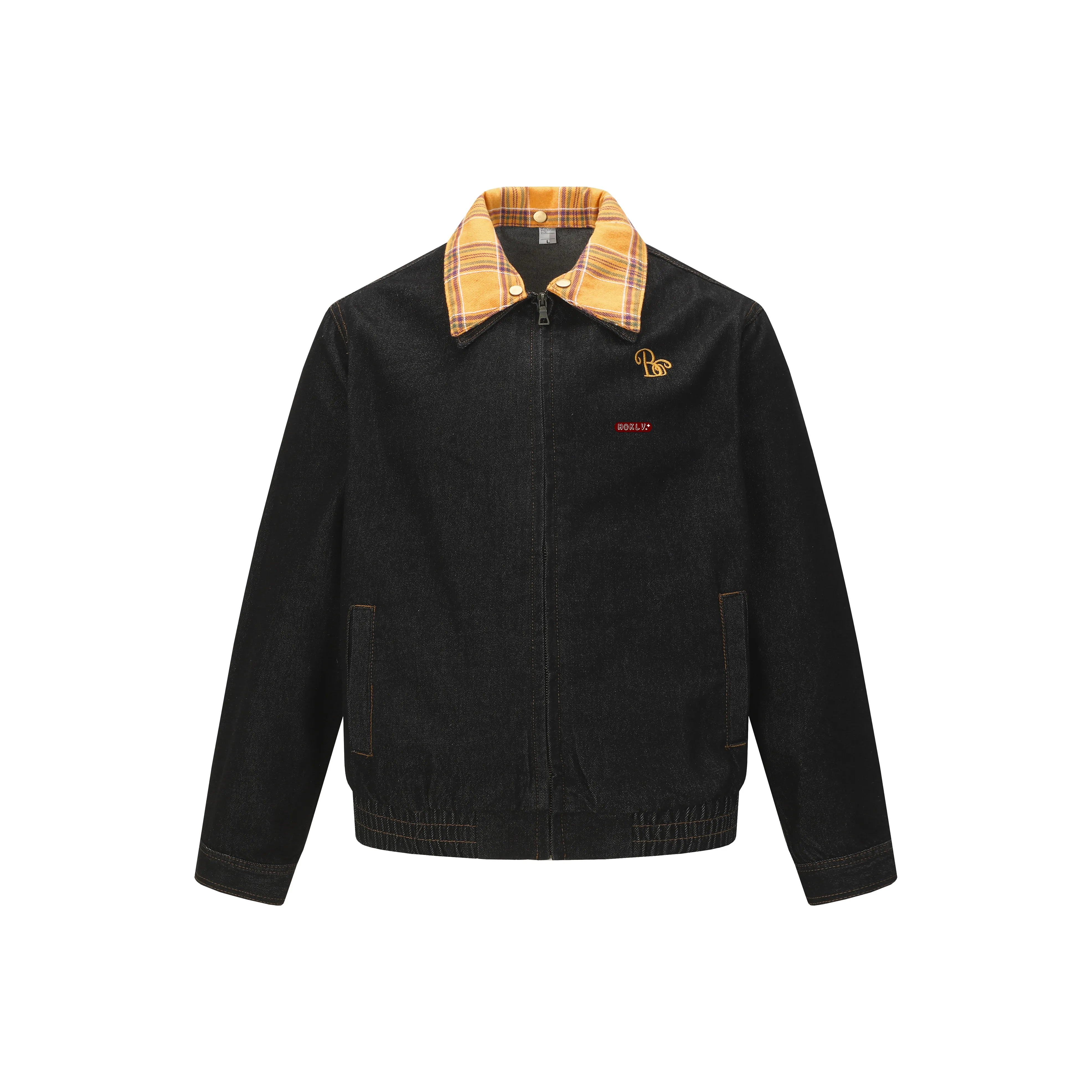 HOKLV Черный С подарками Съемный Застежка-липучка Унисекс Джинсовые куртки