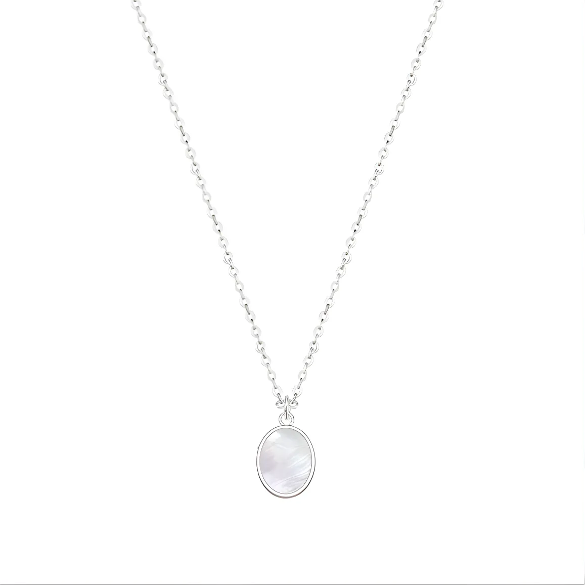 TIANWANG Белый Перламутр Стальной Ожерелье Женское Серебряное Регулируемый