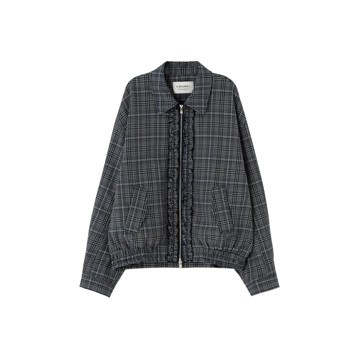 SOON FLOWER Темно-синяя клетка Женские куртки