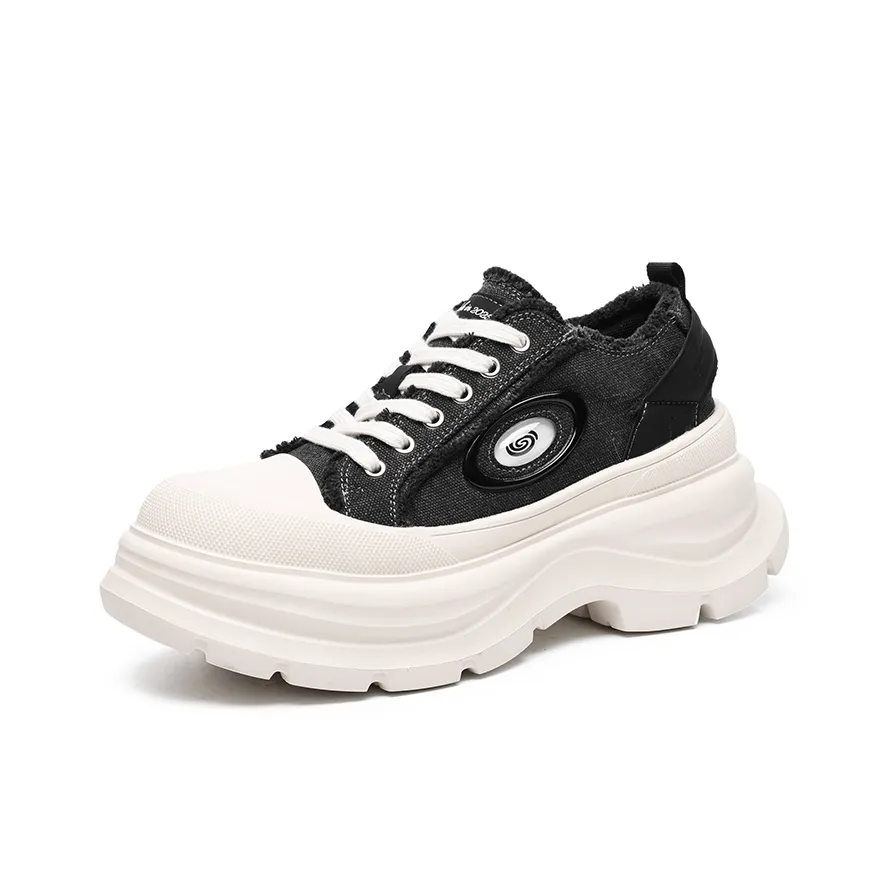 KUNGFUDEER Устойчивые к истиранию увеличивающие высоту низкие топовые кроссовки с толстой подошвой унисекс