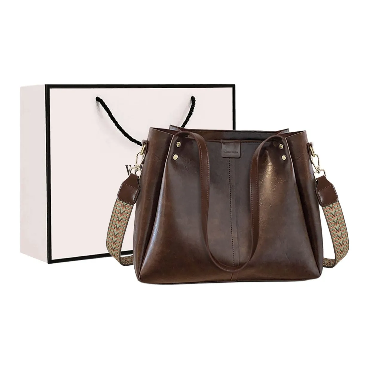 VINEY Сумка через плечо из синтетической кожи большая женская сумка кофейного цвета