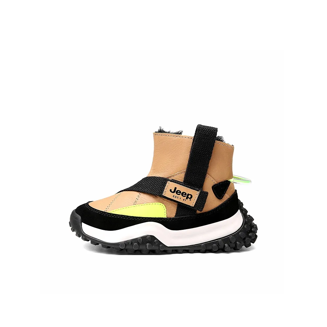 Jeep Износостойкий Легкий Амортизирующий Противоскользящий Высокий Топ Утепленный Детский Ботинки Земляной Желтый